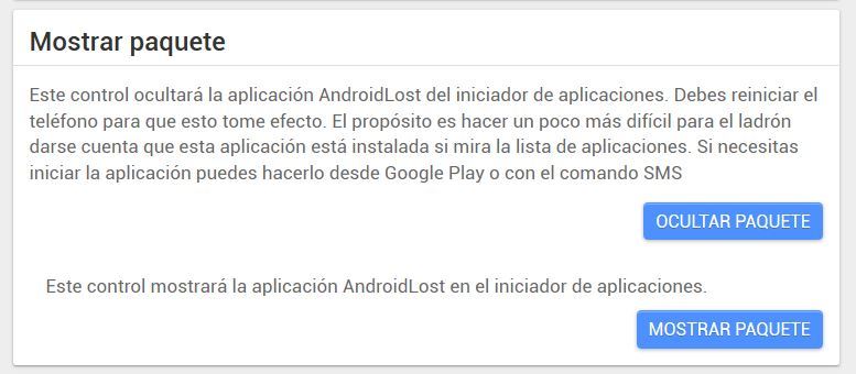 android lost mostrar paquete